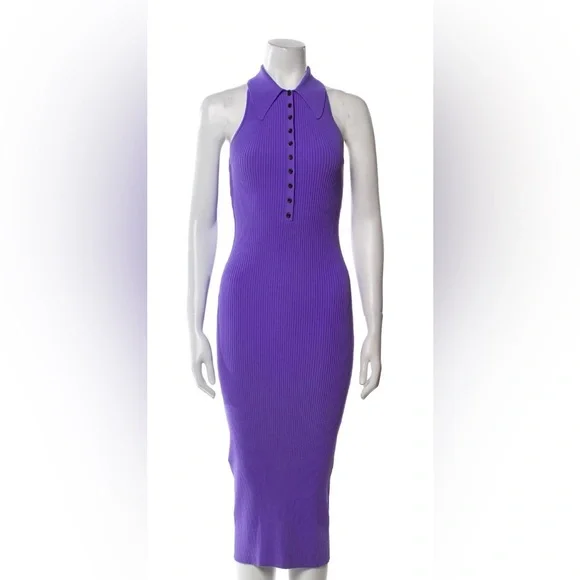 A.L.C. Purple Ribbed Knit Midi Dress - Picture 1 of 2